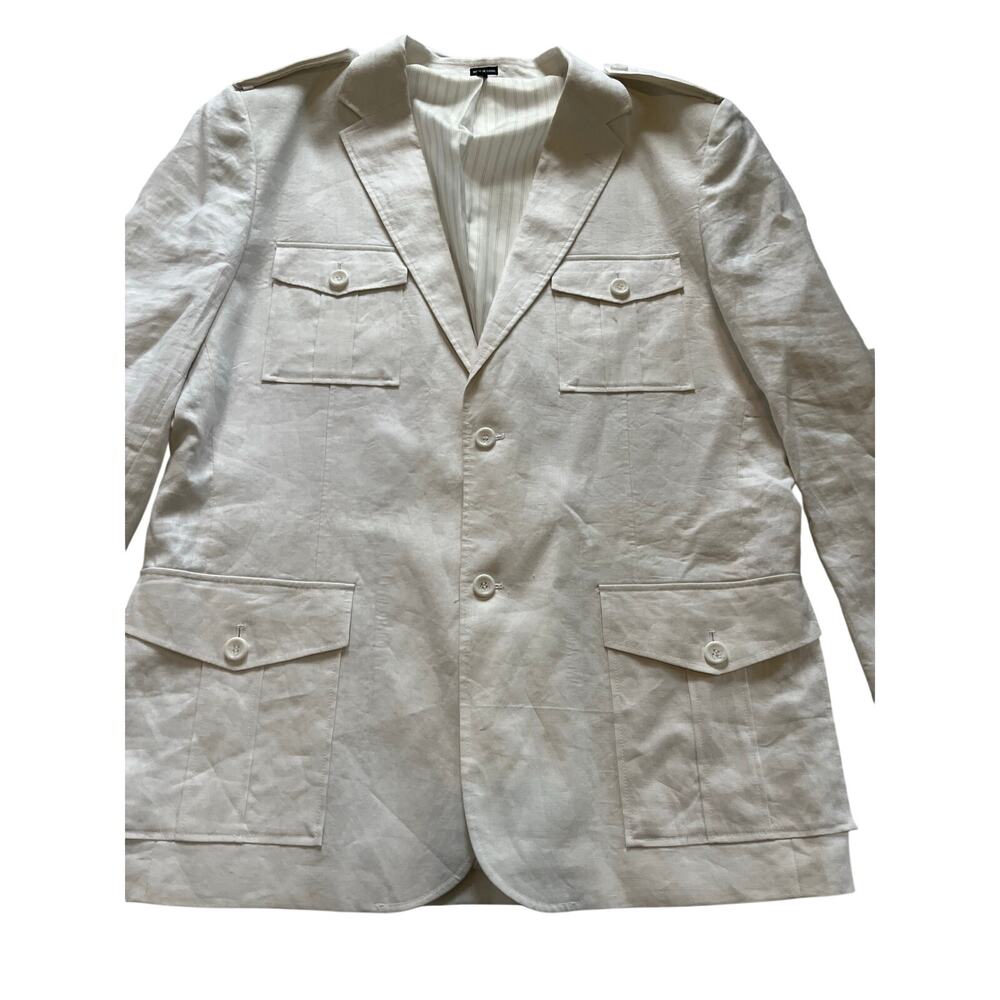 VTG Successo Uomo By Phita White Linen Blazer Jacket Men's Size 2XL read
